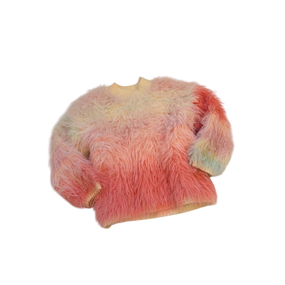 SHEIN Little Girls Pastel Ombre Fuzzy Shaggy Knit Sweater Size 4T